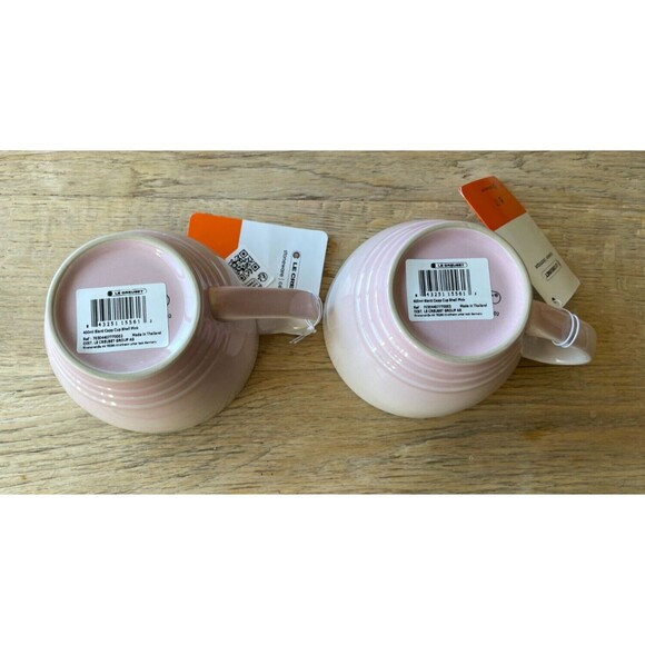 Le Creuset Stoneware Set of 2 Bistro Mug Giant Cappuccino 14 oz Shell Pink NEW - Picture 7 of 9